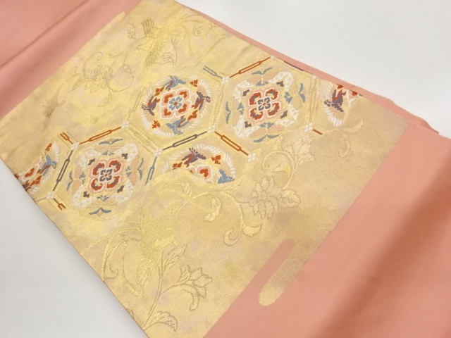 JAPANESE KIMONO / NAGOYA OBI (ORIGIDASHI): TORTOISESHELL / FLOWER / FL